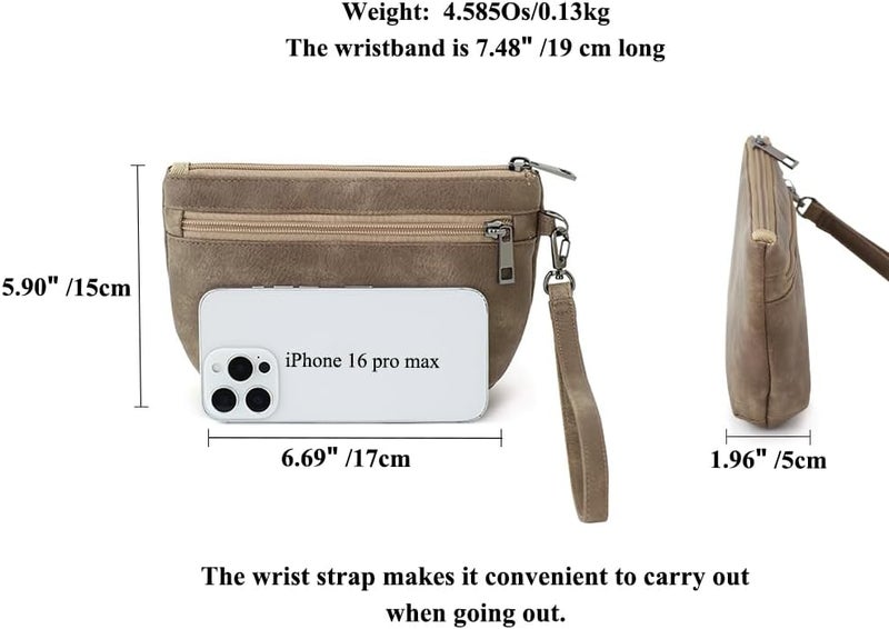 BBORGDC Small Wristlet Wallets for Women, Zip Clutch Bag with Wristlet Pouch, 3-Zipper Original Design - Image 2
